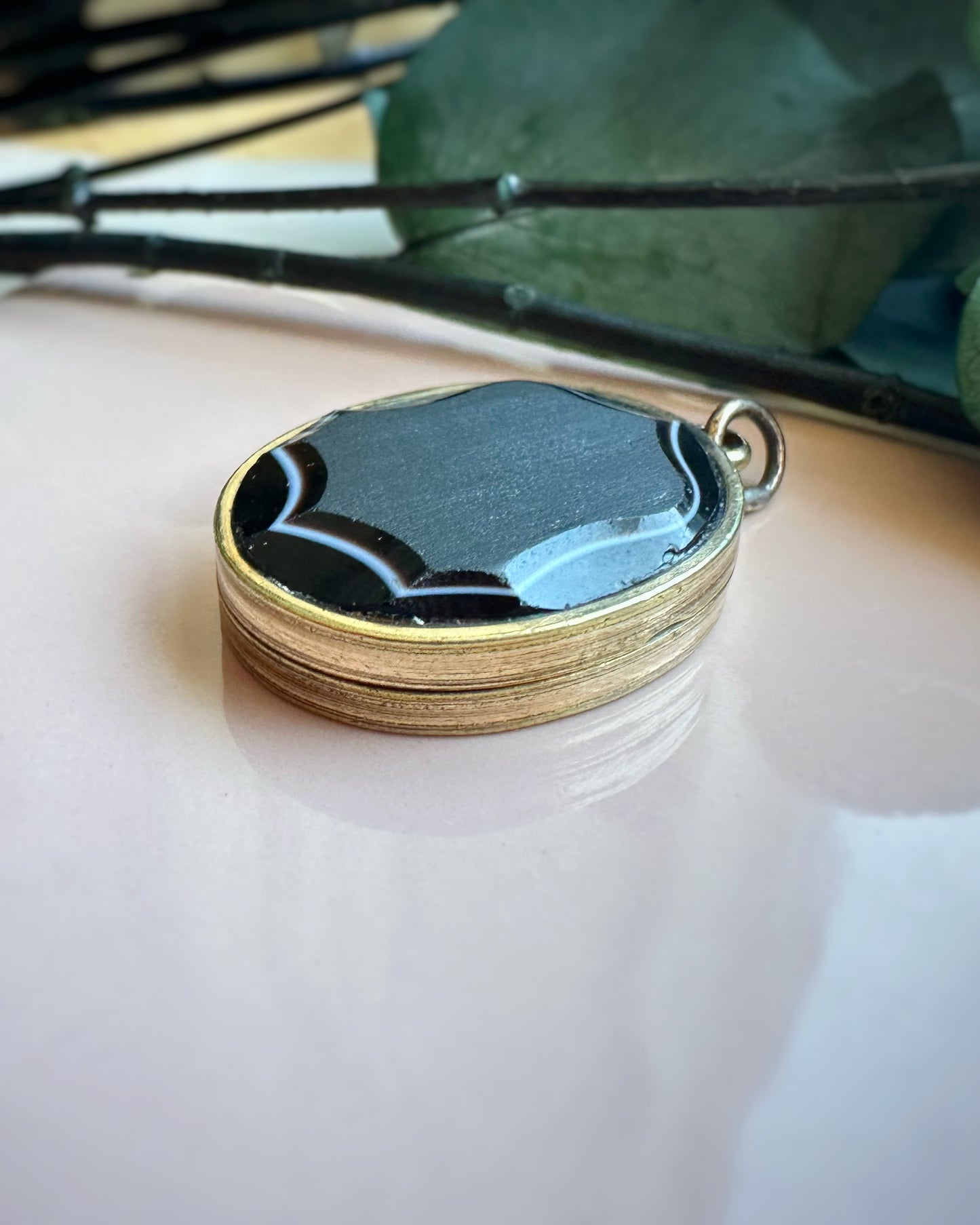 Antique Unusual Agate Shield Locket