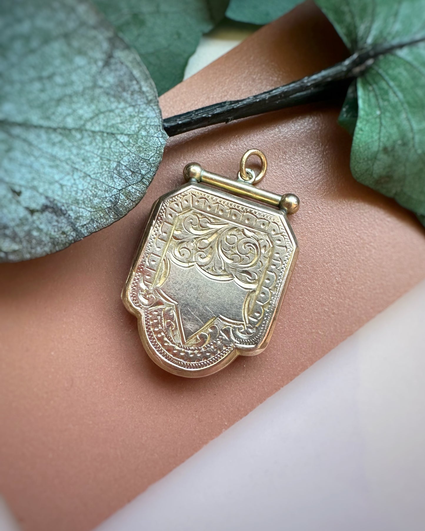 Antique Rounded Shield Locket with T-Bar