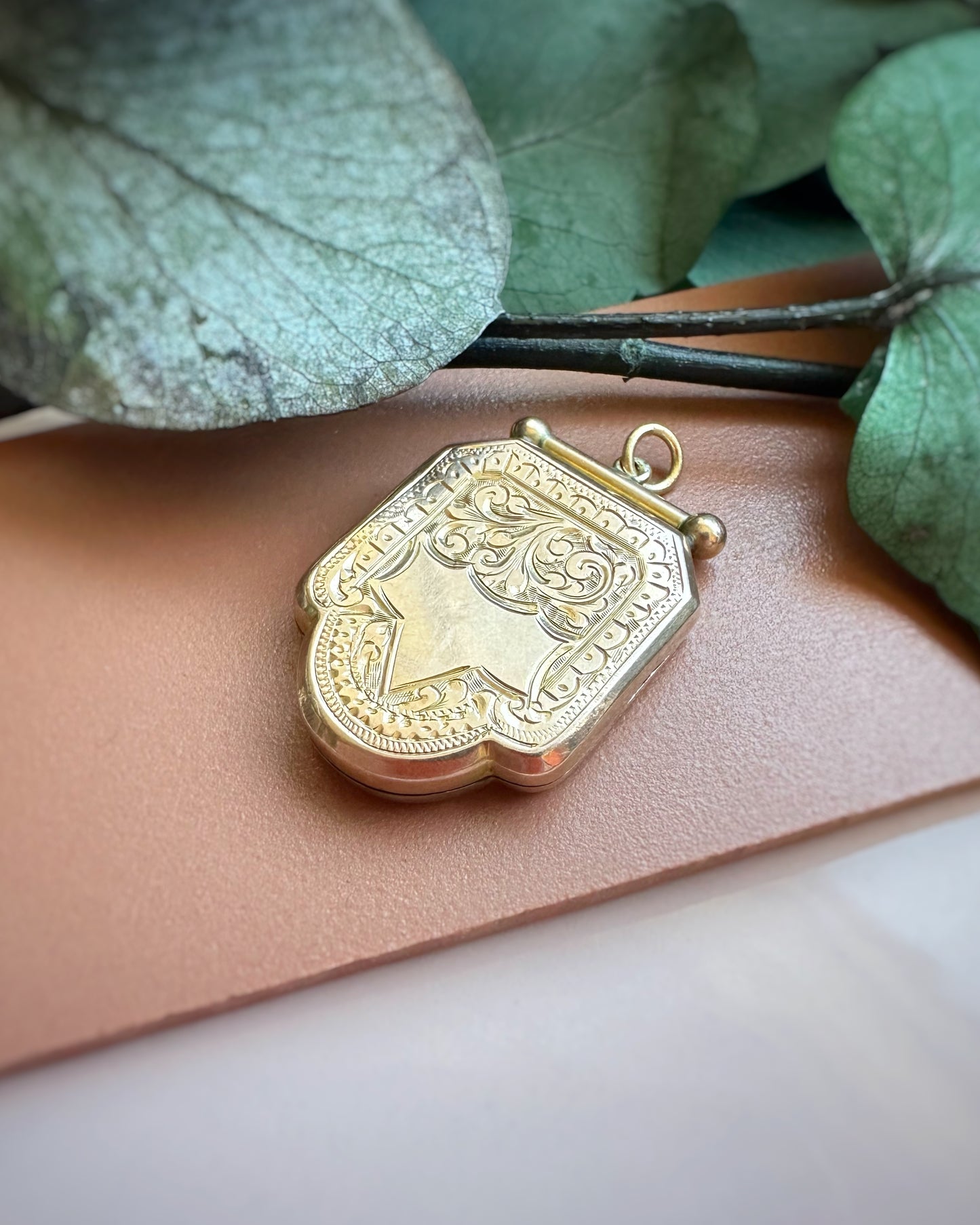 Antique Rounded Shield Locket with T-Bar