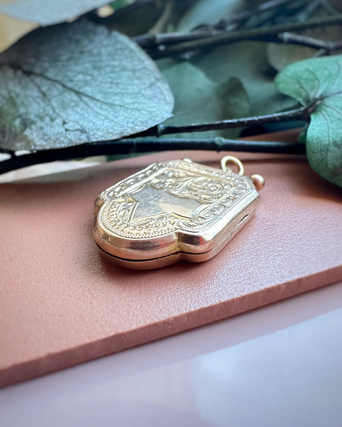 Antique Rounded Shield Locket with T-Bar