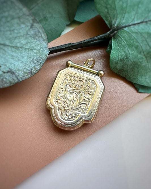 Antique Rounded Shield Locket with T-Bar
