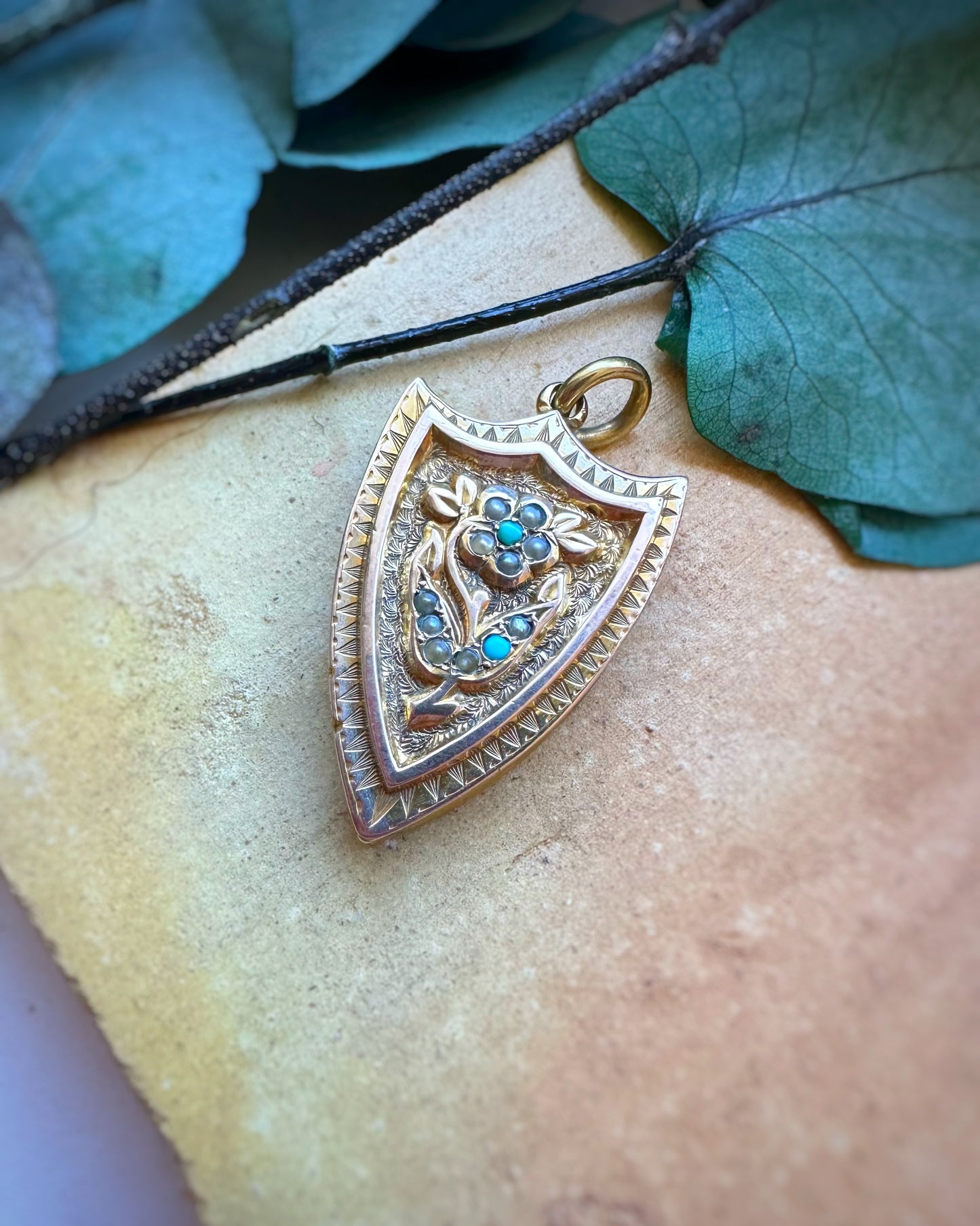 Antique Oversized Fancy Shield Locket