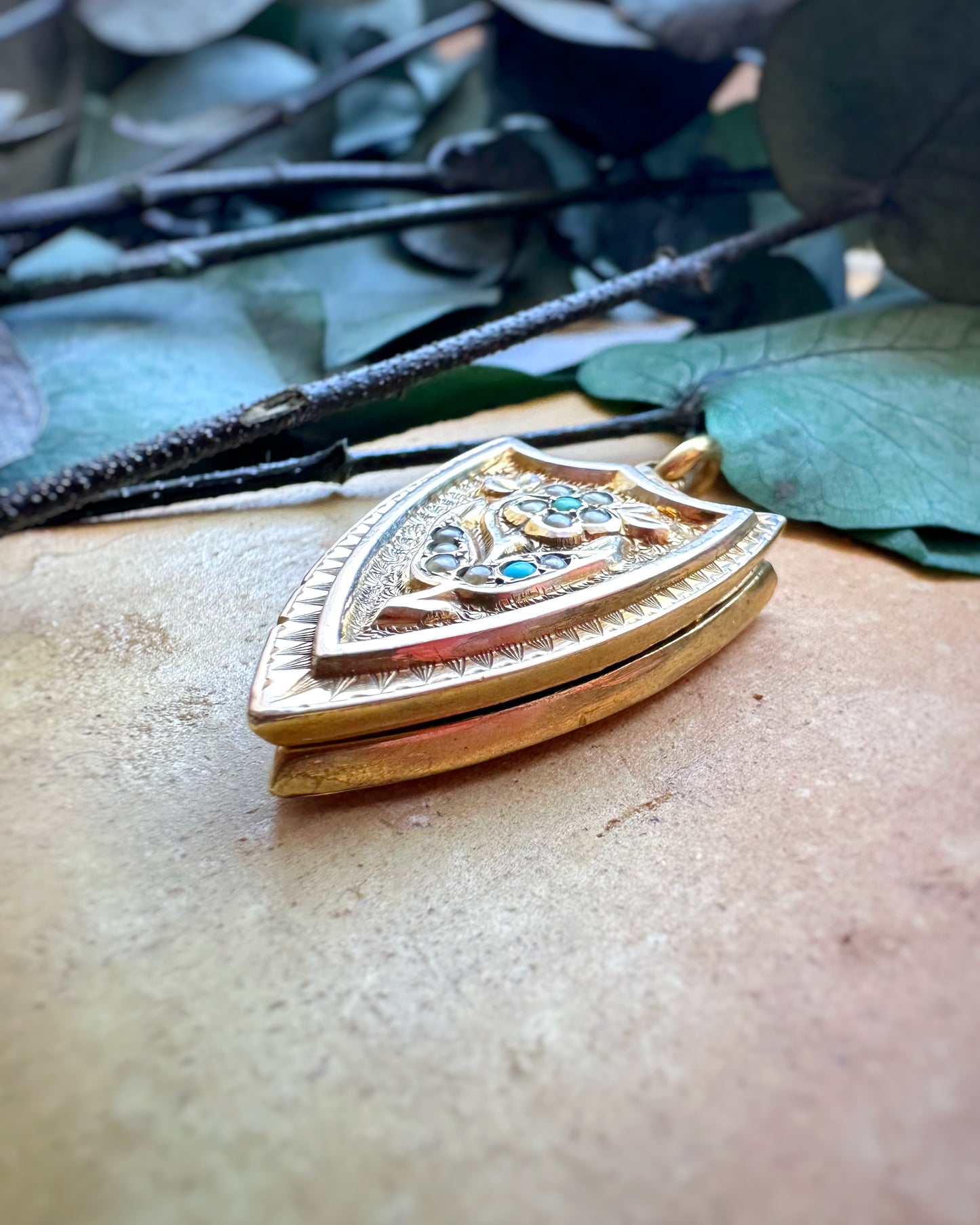 Antique Oversized Fancy Shield Locket