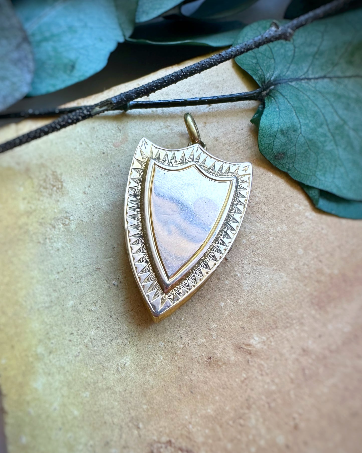 Antique Oversized Fancy Shield Locket