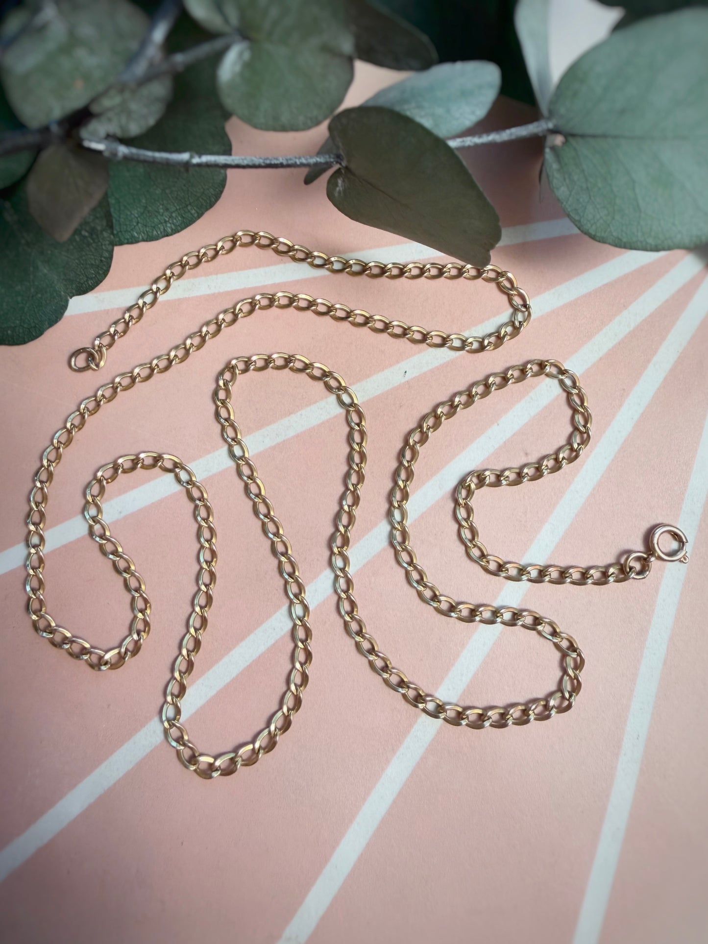 Vintage Flat-Facet Solid Curb Chain (25")