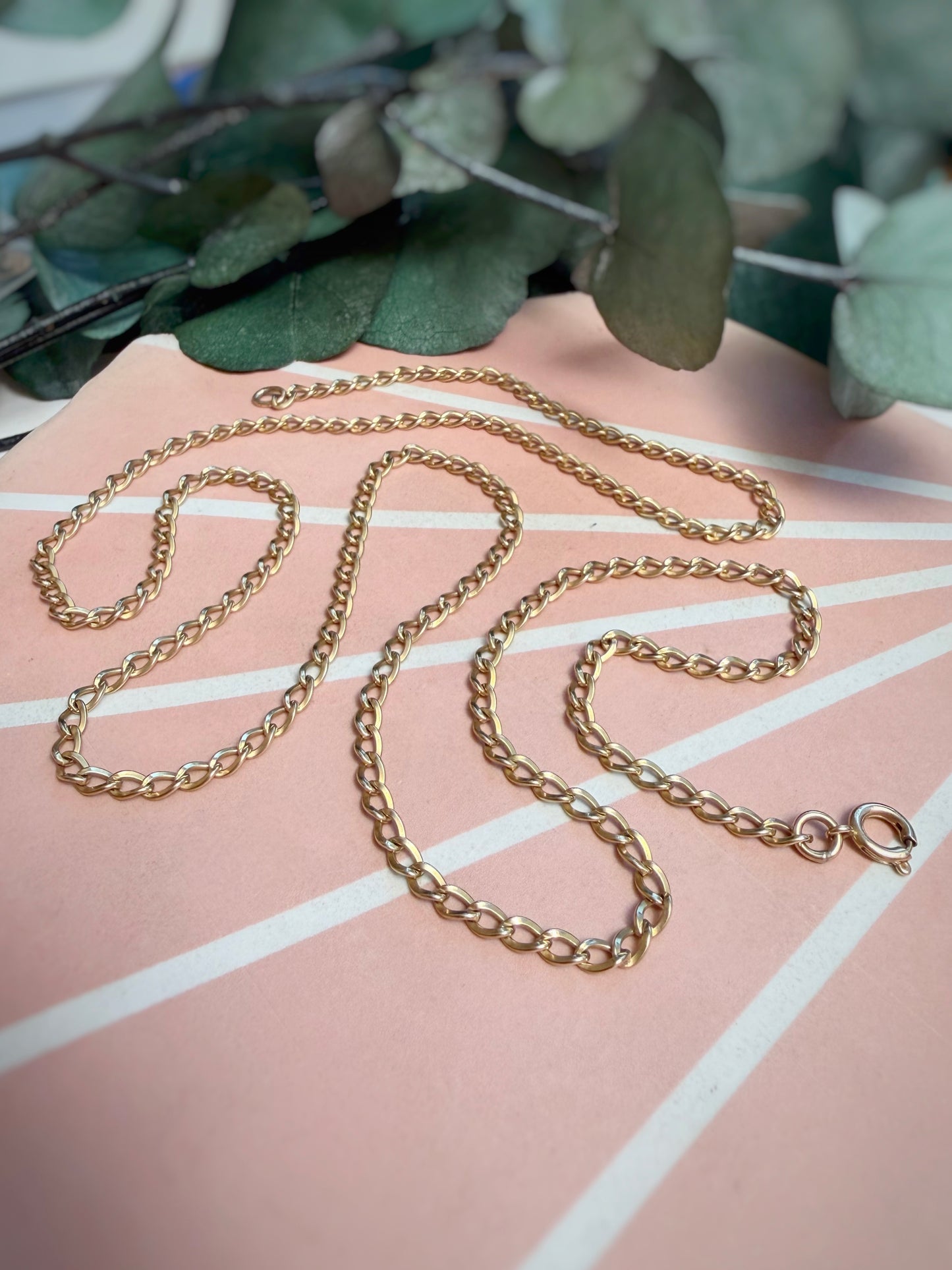 Vintage Flat-Facet Solid Curb Chain (25")