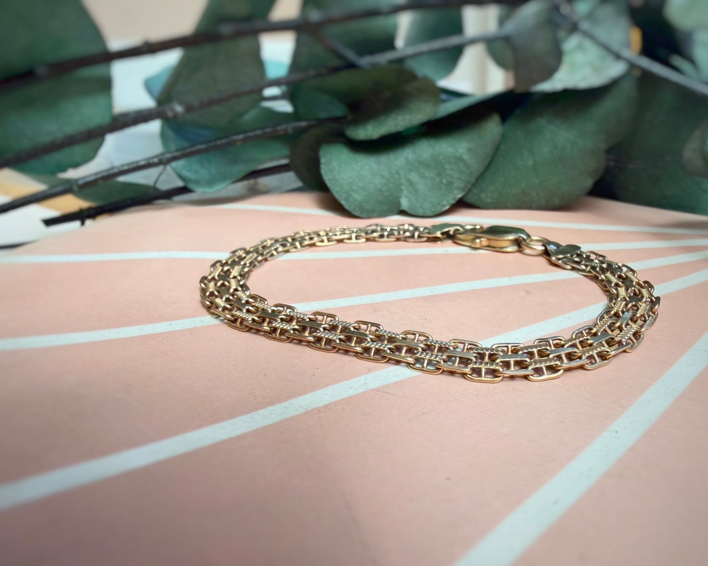 Vintage Woven Bracelet with Lobster Clasp (7.5")