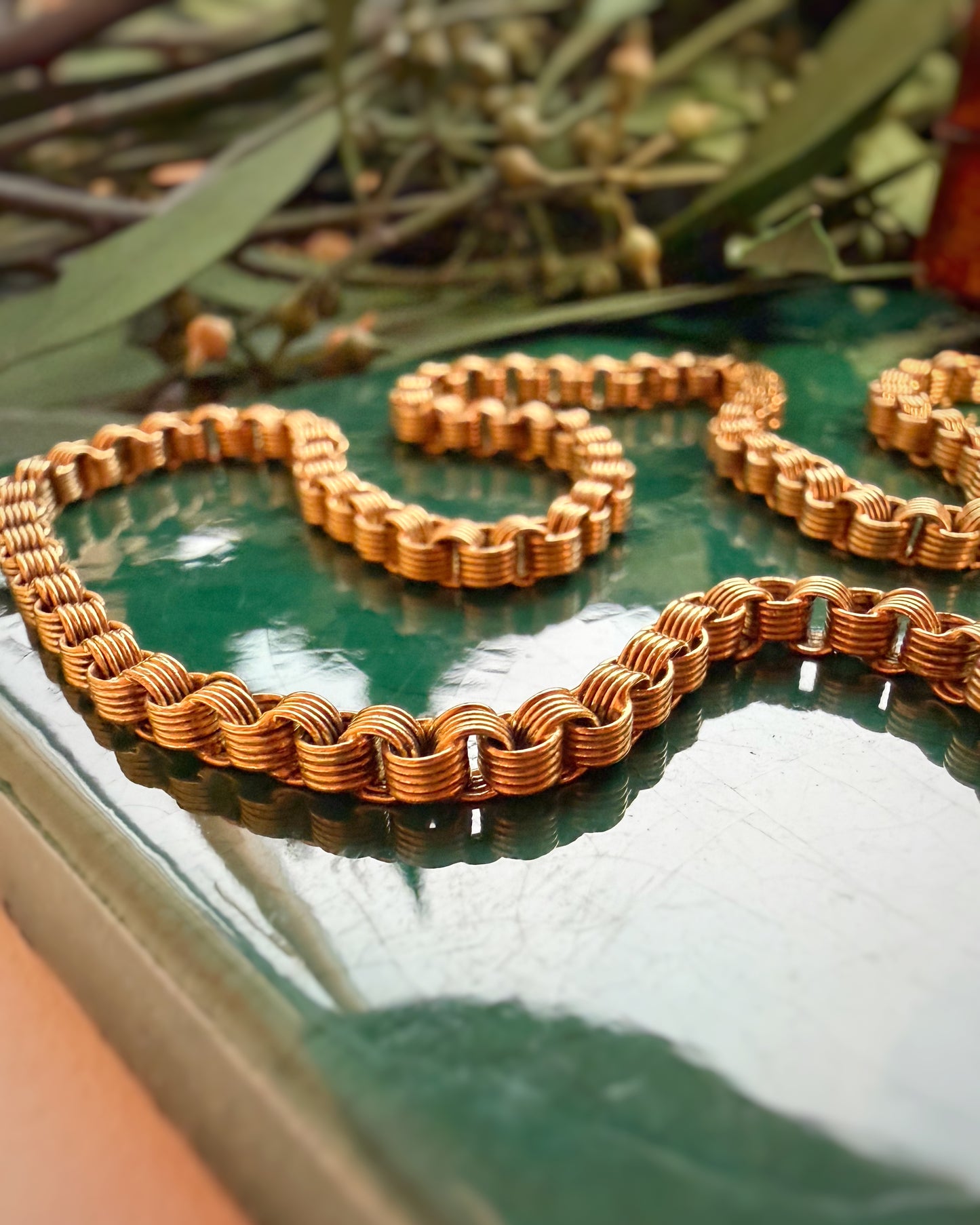 Antique Impeccable Ribbed Rolo Chain (18")