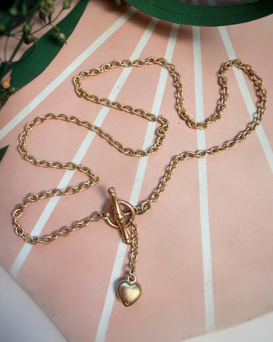Vintage DARLING Cable with Toggle Clasp and Heart (18")