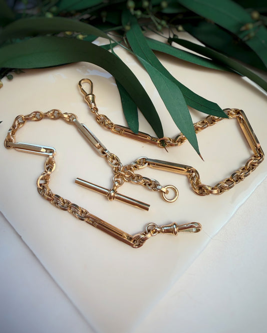 Antique Double Trombone and Lovers Knot Albert (16")