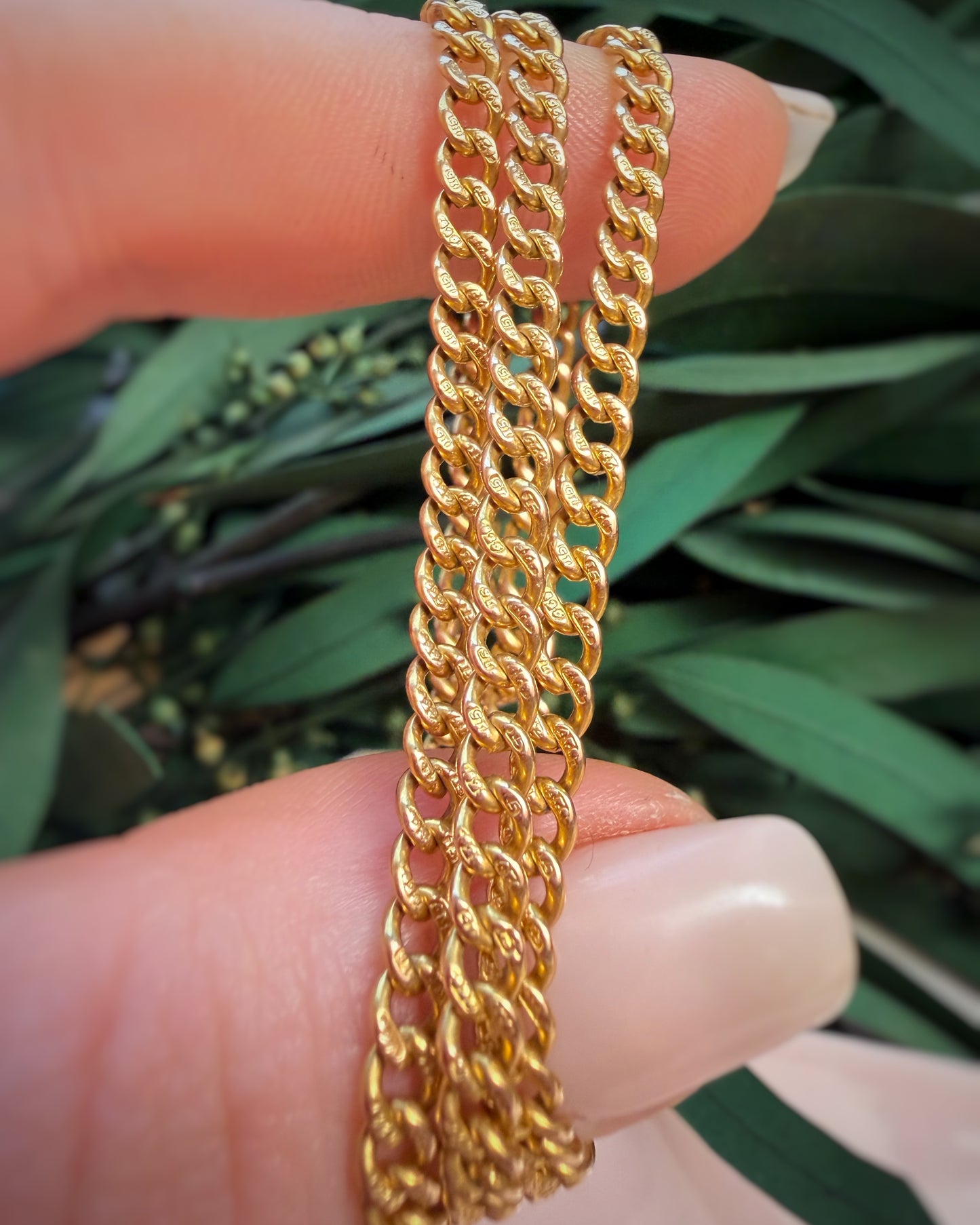 Antique High Carat Mega Curb, Stamped on Every Link (17 + 1/4")